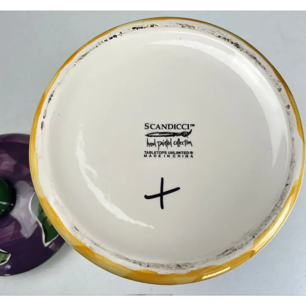 Tabletops Unlimited Vintage Scandicci Hand Painted Ceramic Fruit Canister Set 3